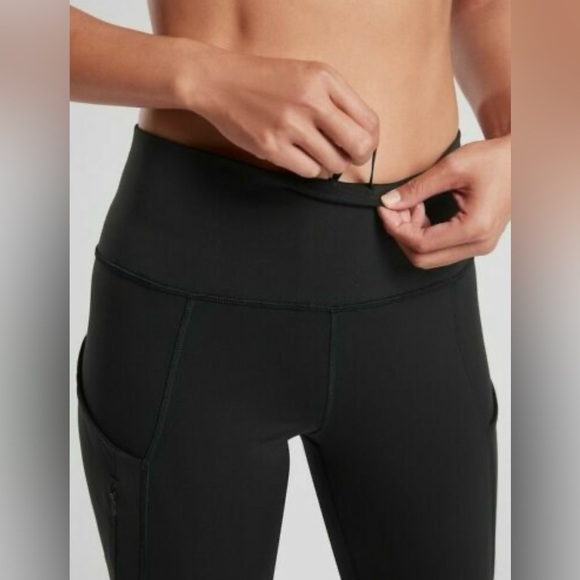 Athleta All In Capri Leggings Zip Pocket Drawstring High Waist Black Size Small - Picture 2 of 9